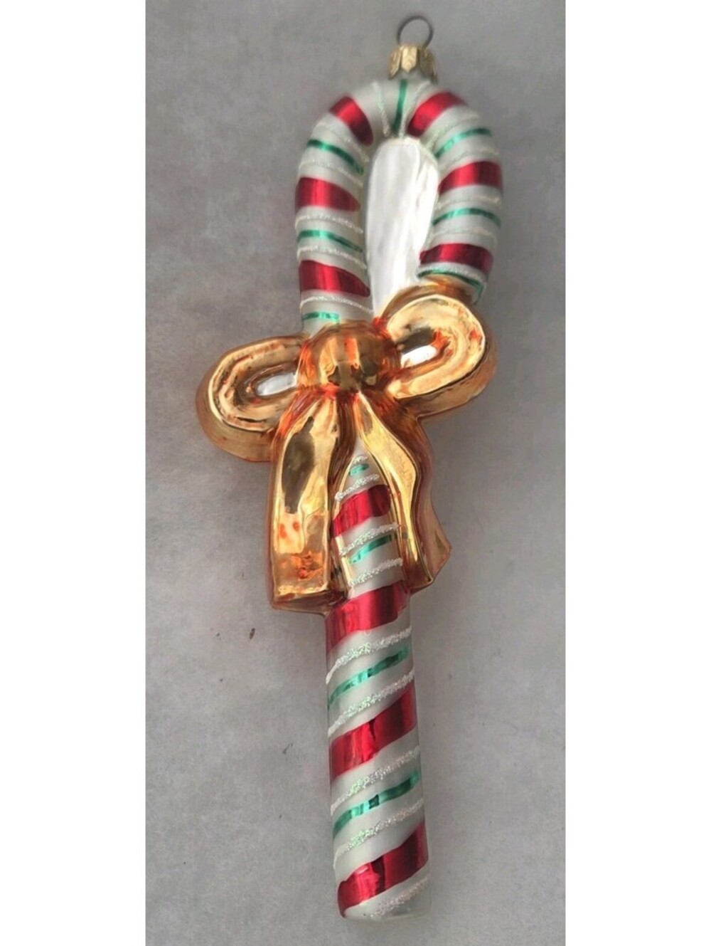 Christopher Radko '99 Candy Wrap Candy Cane Ornament Handpainted Glass 7", Mint